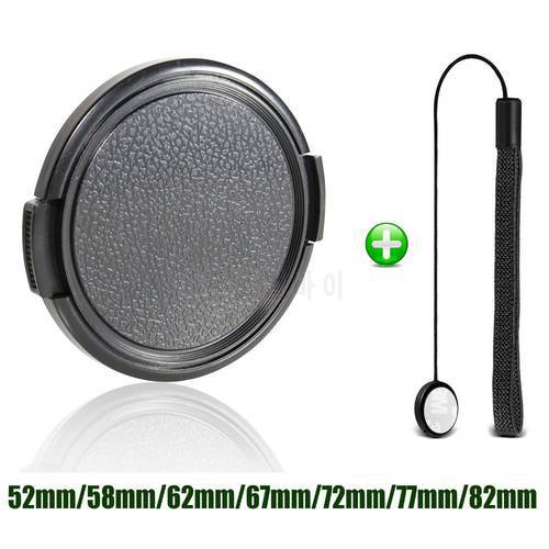 Camera Lens Cap Protection Cover 52MM 55MM 58MM 62MM 67MM 72MM 77MM 82MM Anti-lost Rope Snap On for Canon Nikon Sony Accessories