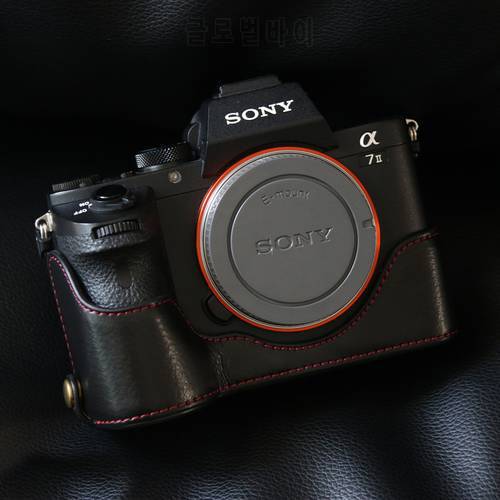 Genuine Leather Camera case Bag Half Body for For Sony ILCE-7M2 A7 Mark II A7R II Real leather Bottom Case Open Battery