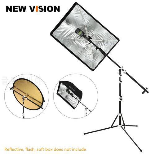 2in1 Reflector Holder Bracket,Boom Arm with 210cm Portable Foldable Tripod Light Stand for Studio Flash Speedlide Reflector