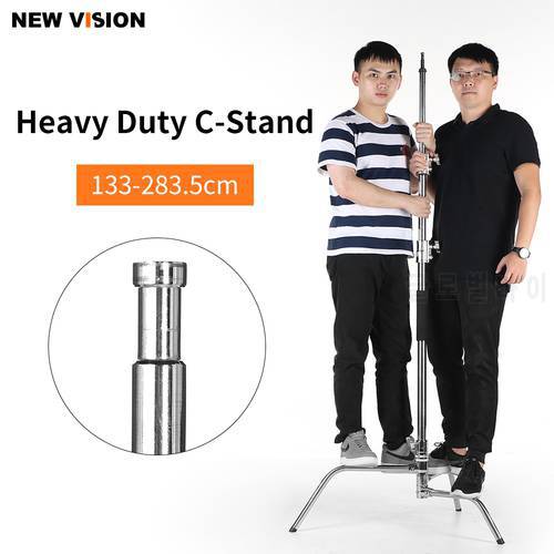 Upgrade Stainless Steel Heavy Duty C-Stand, 4.3 - 9.3 feet 1.3 - 2.83 meters Adjustable Photographic Sturdy Tripod for Boom Arm