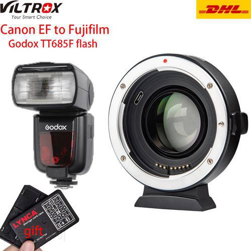 Viltrox EF-FX2 Auto Focus Lens Adapter 0.71x for Canon EF To FUJIFILM X-T3 X-PRO2 X-T100 X-H1 X-A20 with Godox TT685 for Fuji