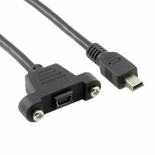 LBSC Panel Mount Type USB 2.0 USB Mini B Male to USB Mini B Female Cable with Screws 1 foot Black