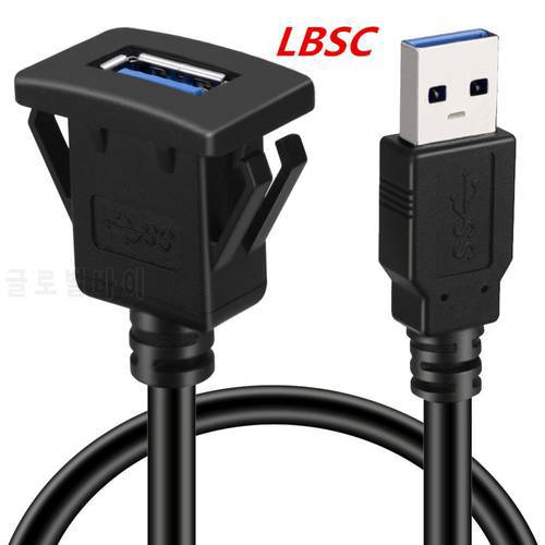 USB 3.0 Panel Flush Mount Extension Cable With Buckle for Car Truck Boat Motorcycle Dashboard 1M