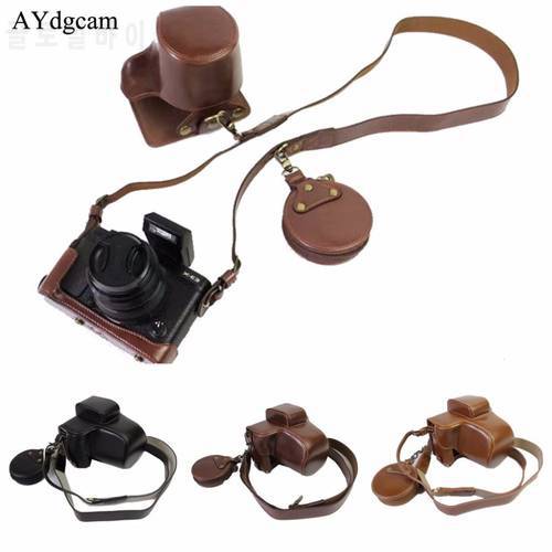 Luxury PU Leather Video Camera Bag Case for FUJI Fujifilm XE3 XE-3 23mm lens Protect Cover Open battery With Strap