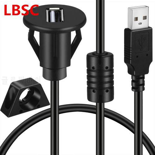 LBSC USB Male to Female AUX Flush Panel Mount Extension Cable for Car Truck Boat Motorcycle Dashboard -1M