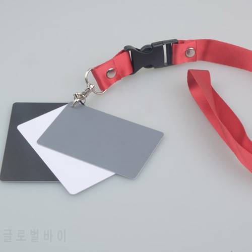 Andoer 3 in 1 Digital White Black Grey Balance Cards 18% Gray Card Pocket-Size for Digital Photography with Neck Strap