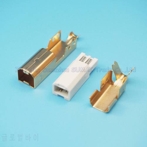 Free shipping 10sets 3 in 1 welding wire type B 2.0 USB 2P male plug mini USB jack plug+gold plating shell