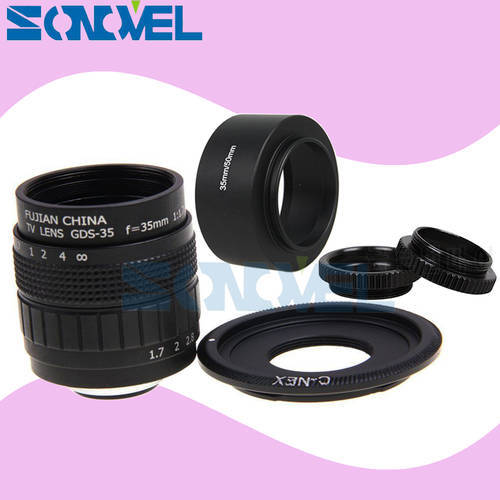 Fujian 35mm F1.7 CCTV Movie Lens+C Mount+Macro ring+Lens hood for Sony E Mount Nex-5T Nex-6 Nex-7 Nex-5R A6300 A6500 A6000 A5100