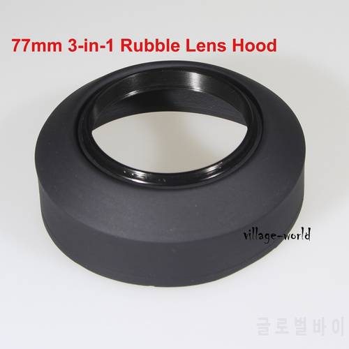 77 mm 77mm 3 in 1 stage 3-stage Rubber Collapsible lens hood for Canon Nikon Sony Pentax Contax Olympus Samsung DSLR SLR Camera