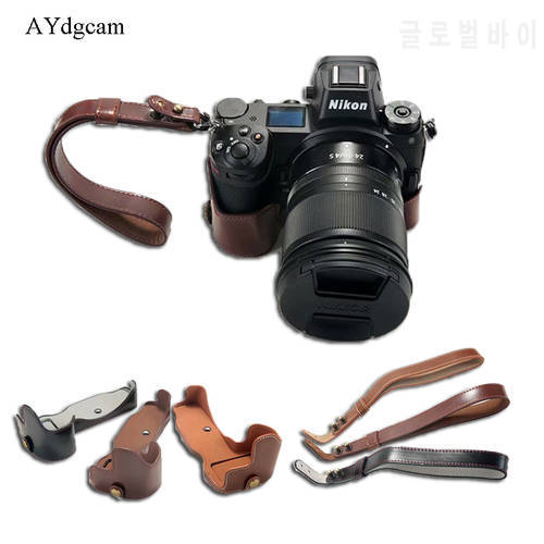 New Pu Leather Camera Case Bag Half Body With Wrist Strap For Nikon Z7 Z6 Camera Bags