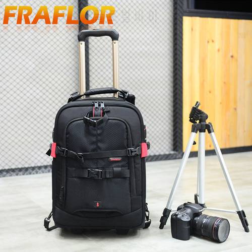 Multi-functional Large-Capacity Photography Bag Backpack Draw-bar Box Travel Nylon Waterproof Durable Rolling