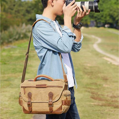 Vintage Retro Waterproof Camera Batik Canvas Photography Shoulder Casual Messenger Photo Men Women Bag for Canon Nikon Sony DSLR