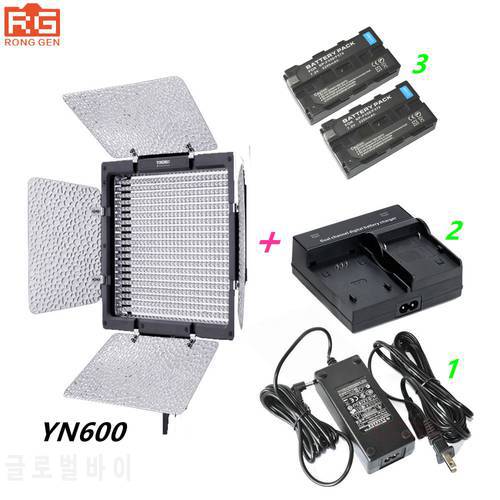 YONGNUO YN600 Yongnuo YN-600L 3200-5500k LED Video Light + AC Adapter + 2 * NP-F550 + USB Charger