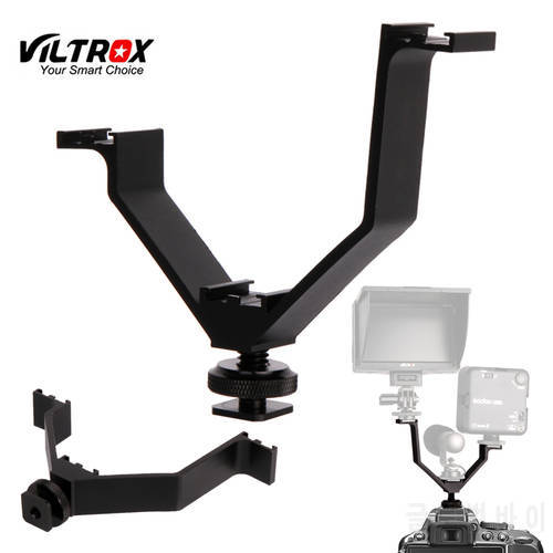 Viltrox VL-125 125mm DSLR Triple Hot Shoe V Mount Flash Bracket for Video Lights Microphones Monitors to Cameras Camcorders