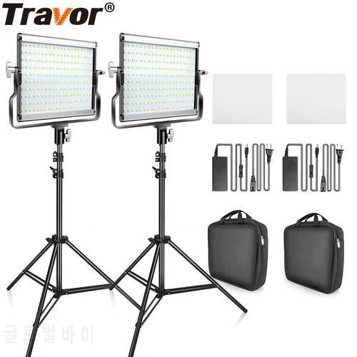 Travor 2in1 LED Video Light Kit Bi Color 3200K 5600K CRI96 with 2M Light Stand for TIKTOK Live Studio Photography Video Shooting