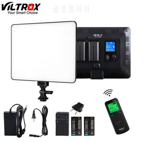 Viltrox VL-200 Pro Wireless Remote LED Video Studio Light Lamp Slim Bi-Color Dimmable+AC Adapter+Optional Battery for Camcorder