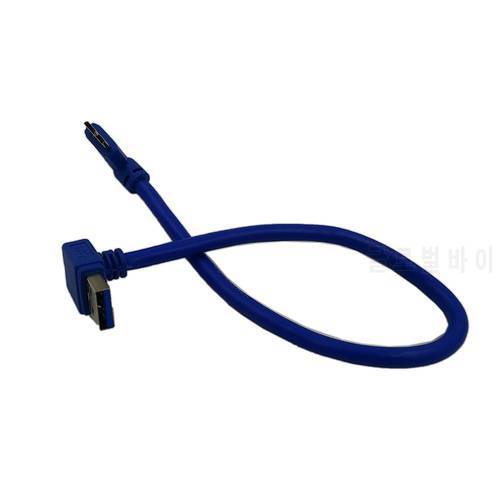 LBSC USB 3.0 A 90 degree Down angle male to Micro B male 10pin 90 degree left angle short Cable(Blue)