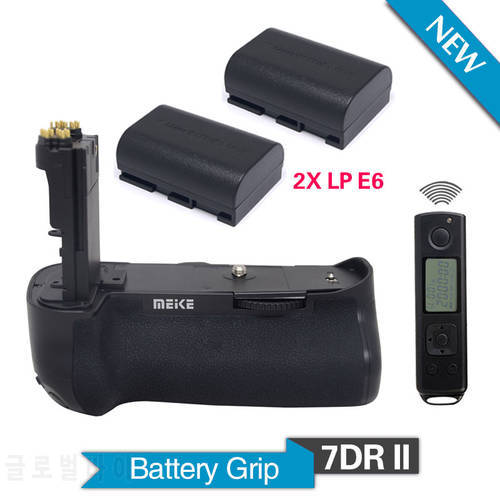 Meike MK-7DR II with 2pcs LP-E6 Batteries for Canon EOS 7D Mark II 7DII Camera Built-in 2.4G Wireless Remote Control as BG-E16