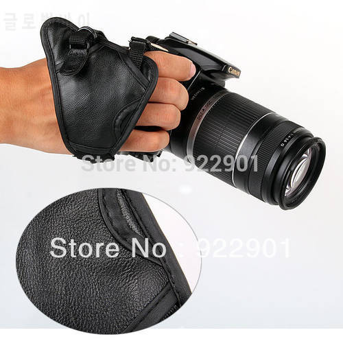 Black Universal Triangle PU Leather Hand Grip Wrist Strap for Nikon Canon SLR/DSLR Camera Wholesale