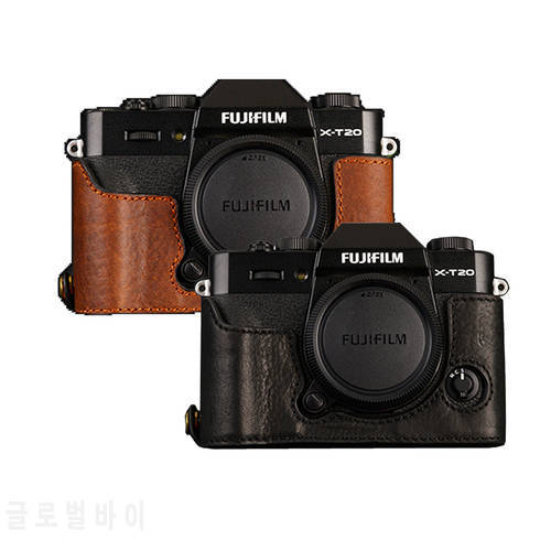 AYdgcam Genuine Leather Camera case Half Body For Fujifilm XT10 XT20 Fuji XT20 XT30 Handmade Camera Bag Cover Vintage Case