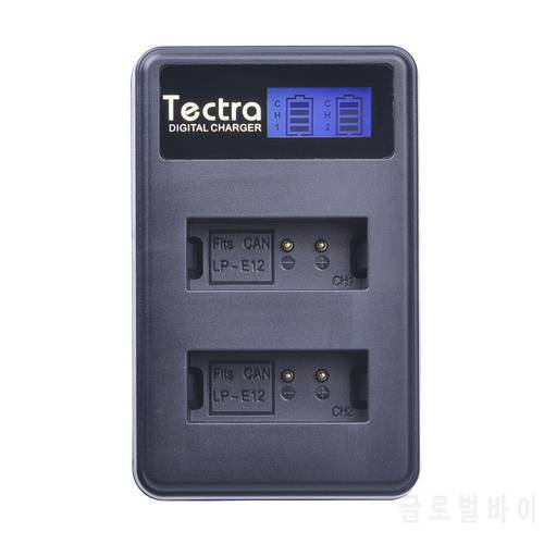 Tectra LP-E12 LP E12 LCD USB Dual Charger for Canon EOS M EOS 100D EOS Kiss X7 EOS Rebel SL1 camera battery charger