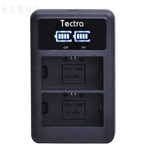 Tectra LP-E6 LP E6 LP-E6N LED Display 2-Port USB Charger for Canon EOS 5D2 5D3 70D 60D 6D 7D Mark II III camera