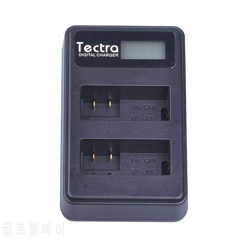 Tectra LP-E8 LPE8 LP E8 LCD USB Dual Battery Charger for Canon EOS 550D 600D 650D 700D kiss X4 X5 X6i X7i Rebel T2i T3i T4i T5i