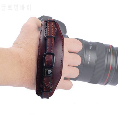 Genuine Leather Camera Hand Wrist Strap Belt with Metal Quick Release Plate for Canon Nikon Pentax SLR DSLR Cameras Wrist Band