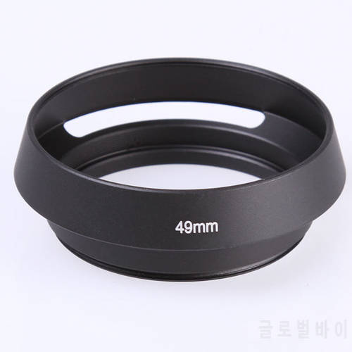 Black Metal 49mm Curved Vented Lens Hood for Leica 49 mm Thread Filter Lens DSLR