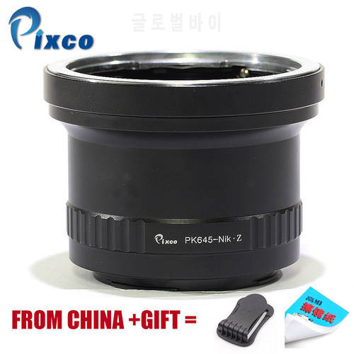 Pixco 645-For Nikon Z, Lens Mount Adapter Ring for Pentax 645 Lens to Suit for Nikon Z Mount Camera, Z6, Z7+Gifts