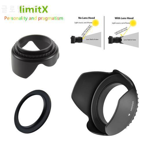 limitX Tulip Flower Lens Hood & Lens adapter ring for Nikon CoolPix B700 B600 P610 P600 P530 P520 P510 Digital Camera