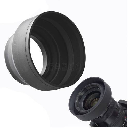 MAHA New 52mm 3-Stage Collapsible Rubber Lens Hood For Canon 50/1.8 Nikon 18-55 50/1.8D