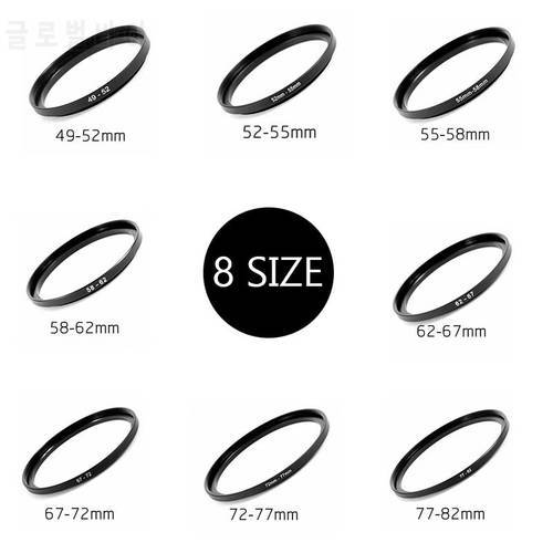 49-82mm Lens Step Up Filter Ring Adapter Set 49-52 52-55 55-58 58-62 62-67 67-72 72-77 77-82mm Camera Accessories