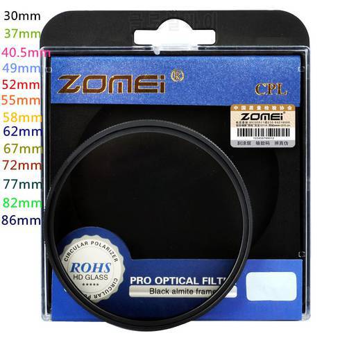Zomei 52mm CPL Circular Polarizer Polarizing Filter for Canon Nikon Tamron Sony Camera Lens 40.5/49/52/55/58/62/67/72/77/82mm