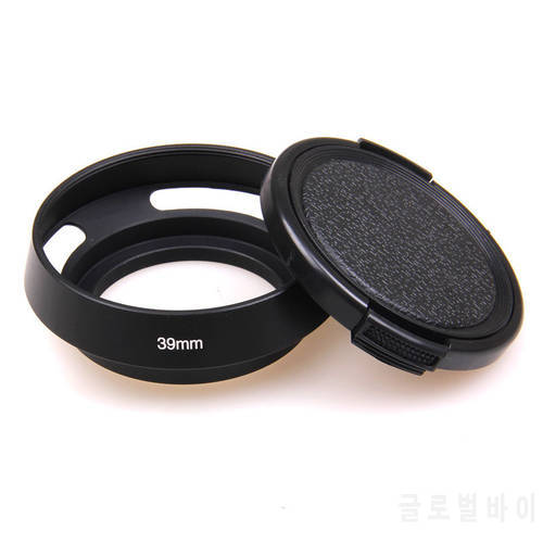 39mm Lens Hood Universal Metal Tilted Vented Lens Hood Shade + Lens cap For Leica M Contax Fujifilm Canon Nikon Sony