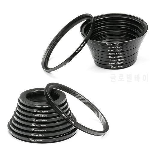 18pcs Camera Lens Filter Metal Stepping Rings kit (Includes 9pcs Step Up Ring Set + 9pcs Step Down Ring Set) Black