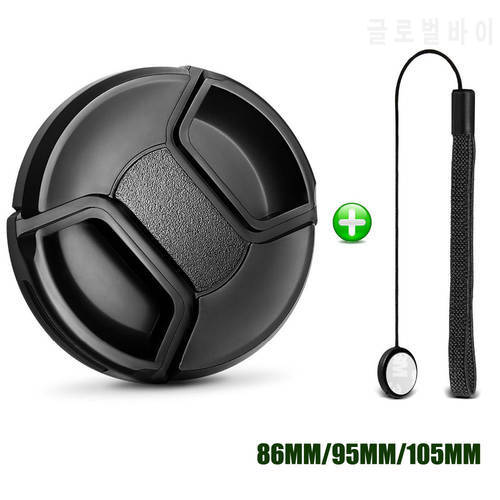 Camera Lens Cap Protection Cover 86mm 95mm 105mm Centre Pinch + Anti-lost Rope Factory Price for Canon Nikon Sony Accessories