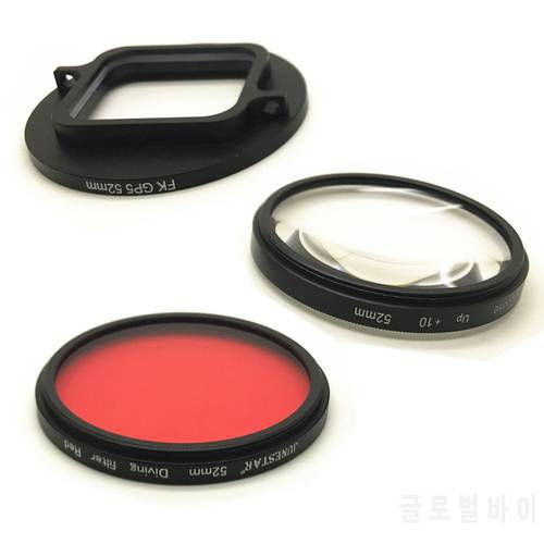 52mm Adapter + Red / Magenta Purple Diving Filter + 10X Close up Macro Underwater Color Correction Filter Kit for GoPro Hero 6 5