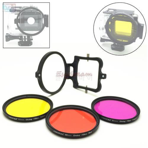 Professional 58 Red Yellow Magenta / Purple Filter + Ring Adapter Kit for Sea Diving Underwater Photography Gopro Hero 5 58mm