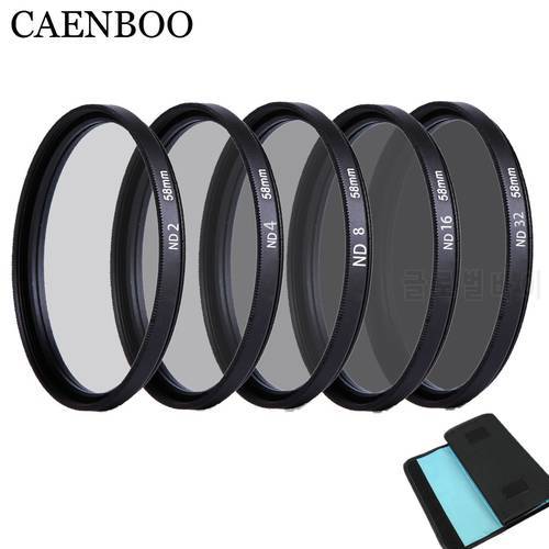CAENBOO 49mm Lens ND Filter ND2 4 8 Lens Protector Neutral Density 52mm ND16 ND32 Lens Filter Bag For Canon Nikon Camera DSRL