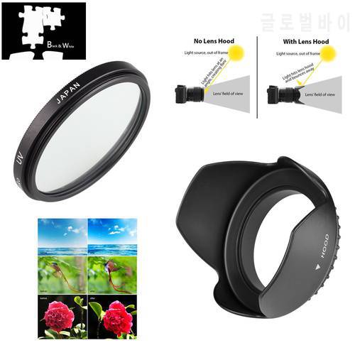 37mm UV Filter Lens Hood for Olympus OMD EM10 OM-D E-M10 Mark IV III II E-PL10 E-PL9 E-PL8 E-PL7 E-PL6 E-PL5 with 14-42mm lens
