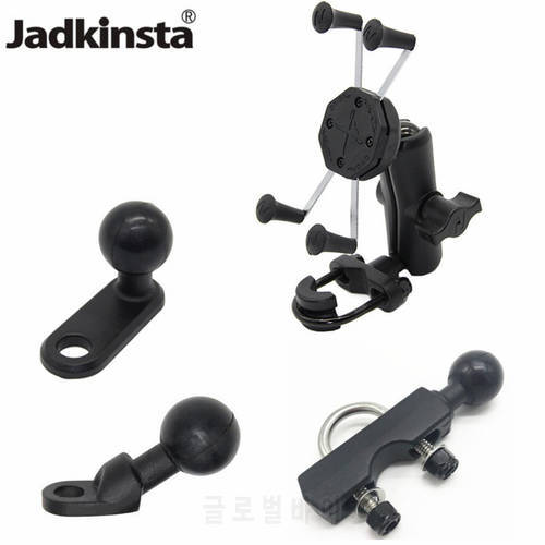 Jadkinsta Ball Mount Holder Adjustable Motorcycle Rear View Mirror Mount Handlebar with 6cm Double Socket Arm for Gopro Phone