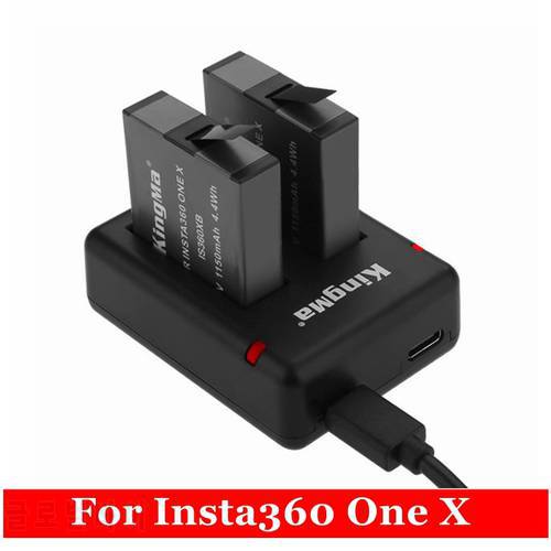 2019 New 2Pcs 1150mAh One X Chargeable Battery+Micro / Type-C Port Dual Charger For Insta360 One X Camera Accessories