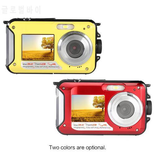 Winait waterproof digital camera 24mp with dual display and rechargeable lithium digital compact video camera