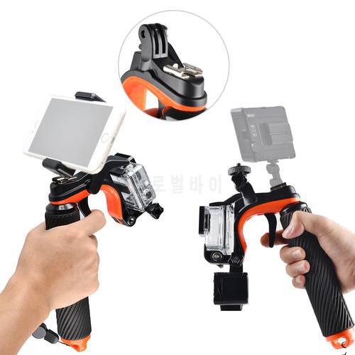 Floating Hand Grip Bobber Handle with Shutter Pistol Trigger / Phone Clip Gadgets / LED Light Lamp Mount for GoPro Hero 5 8 9
