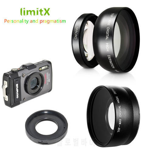 0.45X Super Wide Angle Lens with Macro & Adapter ring for Olympus TG-6 TG-5 TG-4 TG-3 TG-2 TG-1 TG6 TG5 TG4 TG3 TG2 TG1 Camera