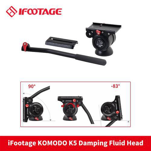 iFootage KOMODO K5 5KG LORDING Video tripod Head Fluid head Lightweight Hydraulic Damping for DSLR Camera Tripod Monopod