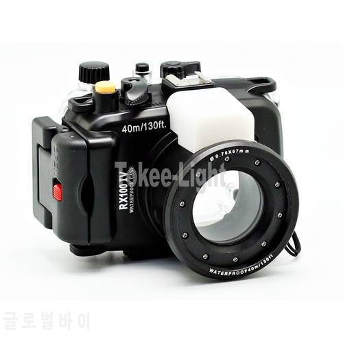 40 meters 130ft Underwater Waterproof Housing Diving Camera Case Bag for Sony RX100 IV M4 housing carema With 67mm Red filter