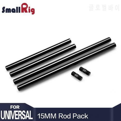 SmallRig 15mm Rods Pack with M12 Thread Rod Cap Connectors Aluminum Alloy Rods Combination Camera Rail Rod (2 Pairs Pack)- 1659