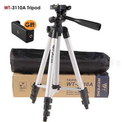 WEIFENG WT3110A Tripod With 3-Way HeadTripod for Nikon D7100 Canon 650D DSLR with Phone Clip Holder for Smartphone
